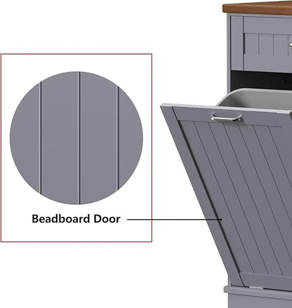 Betterhood Tilt Out Trash Cabinet 10 Gallon Wooden Free Standing Laundry Sorter Cabinet,Recycling Cabinet with Hideaway Drawer,Tilt Out Trash Cabinet Can Bin Kitchen