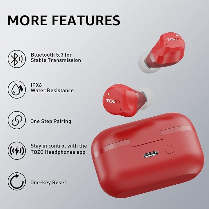 TOZO NC9 Hybrid Active Noise Cancelling Wireless Earbuds, 6 Mics ENC Clear Call, IPX8 Waterproof, in Ear Bluetooth 5.3 Headphones Stereo Bass Ear Buds 59H Playtime with LED Display 32 EQs via APP