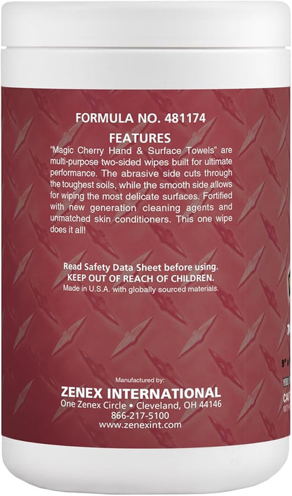 Magic Cherry Scented Heavy Duty Cleaning Wipes - Dual Sided Hand & Surface Shop Towels | Professional-grade Cleaning | Waterless | Cleans Grease, Oil, Dirt, & more (6 Pack | 420 Sheets Total)