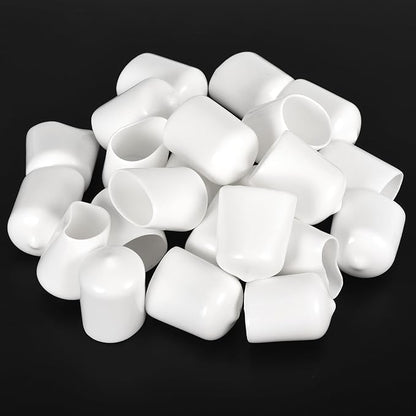 uxcell 20pcs Rubber End Caps 20mm ID Vinyl Round End Cap Cover Screw Thread Protectors White