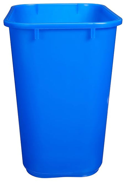 Amazon Basics Rectangular Commercial Office Wastebasket, w/Recycle Logo, 7 gallon (Pack of 2), Blue (Previously AmazonCommercial brand)