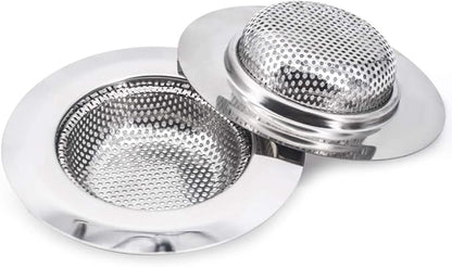 Kitchen Sink Strainer Stainless Steel Sink Strainer with Large Wide Rim 4.5" for Mesh Sink Strainer, Bathroom, Slop, Laundry, RV, Lavatory, Large (Pack of 2)