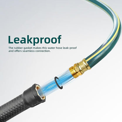 Solution4Patio Long Green Garden Hose 3/4 in. x 50 ft. -Kink Free, No Leaking, Male/Female Fittings -Heavy Duty Durable Flexible Lightweight Water Pipe -Brass Aluminum Ends for Household & Commercial