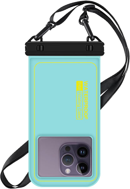 Floating Waterproof Phone Pouch, Water Proof Cell Phone Dry Bag with Adjustable Lanyard, IP68 Waterproof Phone Case for iPhone 16 Pro 15 14 13 Pro Max Samsung Galaxy Google, Up to 6.7'' Green