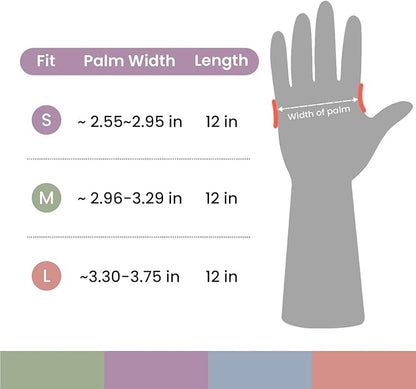 Rubber Cleaning Gloves for Dishwashing, 4 Pairs Reusable Kitchen Gloves for Washing Dishes and Household Cleaning, Colorful Dish Gloves with Flocked Lining and Non-Slip Grip, Pefect for Woman Men - L