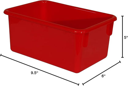 Wood Designs Cubby Storage Bin, Heavy Duty Plastic Containers for Kids Red Cubby Tray Set of 20