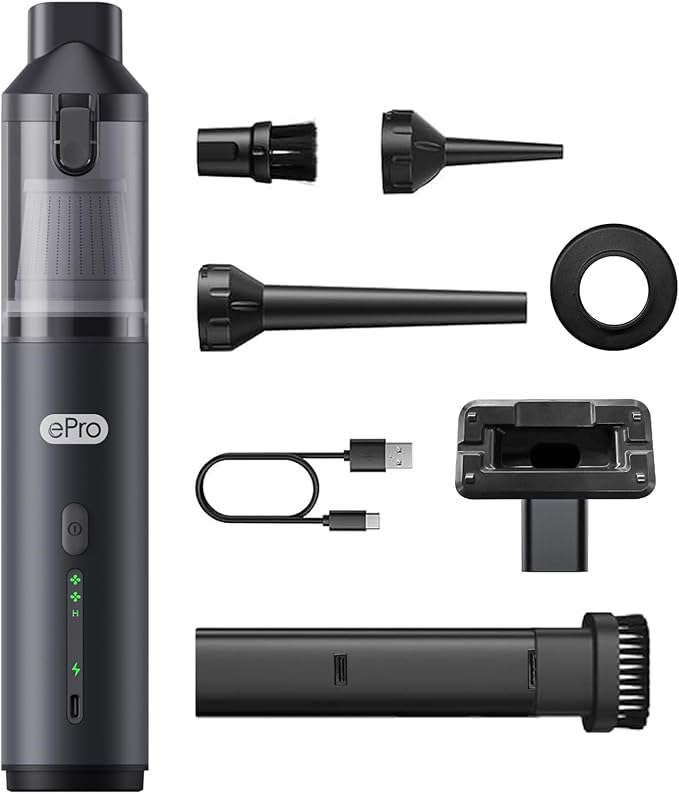 Cordless Car Vacuum, 4-in-1 Portable Mini Handheld Vacuum, 20000pa Suction Power, Upgraded Smart Display, 2 Suction Modes for Lightweight Air Dust Buster for Travel, Office, Home & Pet Hair