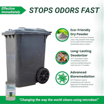 ACT Trash Deodorizer and Cleaner | Eliminates Odors Controls Garbage Sludge | for Garage and Outdoor Bins | Dry Powder Eco-Friendly 10lb