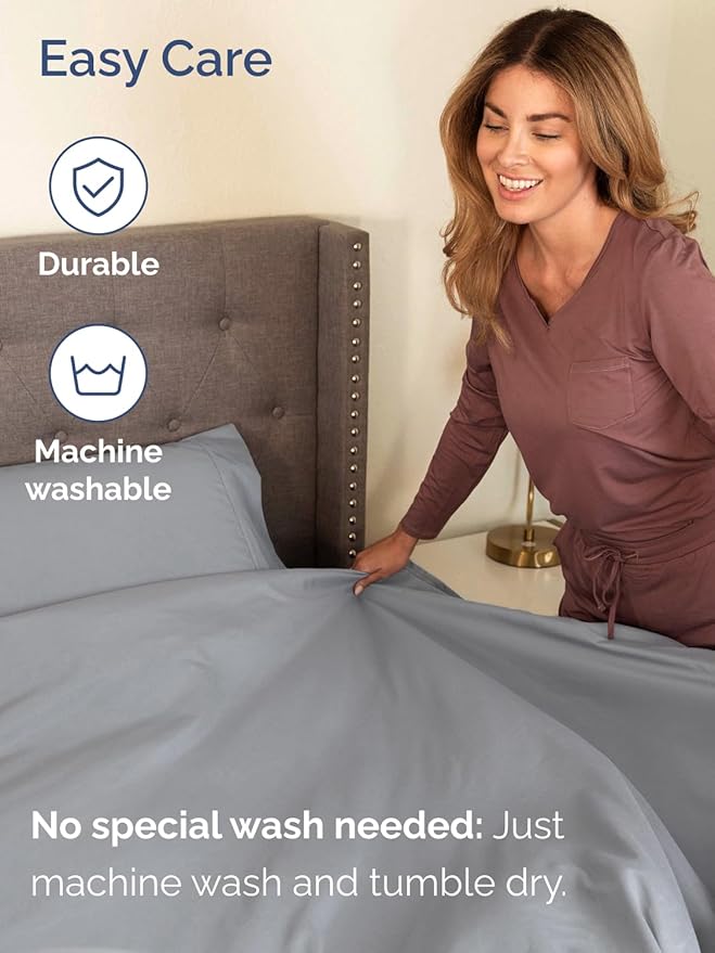 Extra Deep Pocket Queen Sheet Set - 4 Piece Breathable & Cooling Bed Sheets - Hotel Luxury Sheet Set - Soft, Wrinkle Free & Comfy - Easily Fits Extra Deep Mattresses - Deep Pocket Steel Blue Sheets