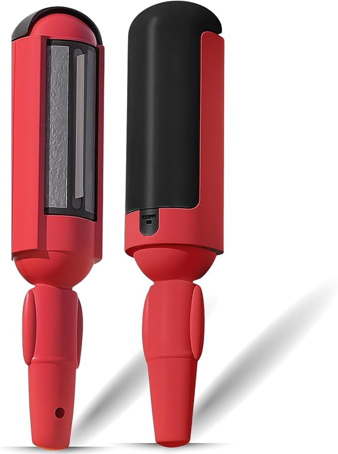 Dog Pet Hair Remover Roller - Reusable Lint Roller Pet Hair Removal Tool for Dog&Cats - Portable Sticky Lint Roller for Clothes, Couch, Bed, Car, Furniture – Travel-Friendly (Red/Black)