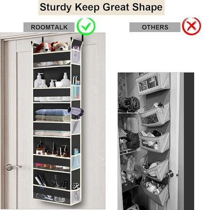 Over The Door Hanging Organizer 5-Shelves and 10 Side Pockets, Over The Door Storage for Bathroom and Bedroom, Back of Door Organizers for Baby Accessories and Kid's Toys (13"x5"x44", Black)