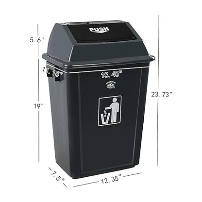 4 Packs 13 Gallon Commercial Heavy-Duty Trash/Garbage Can, Swing Lid Waste Container for Home/Garage/Kitchen/Outdoor/Driveway