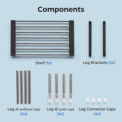 carrotez Expandable Cabinet Organizer, Set of 1 Width & Height-Adjustable Kitchen Cabinet Organizer Shelf, Stackable Kitchen Counter Shelf, 11.8~19.6 x 7.8 x 5.9~9" Black