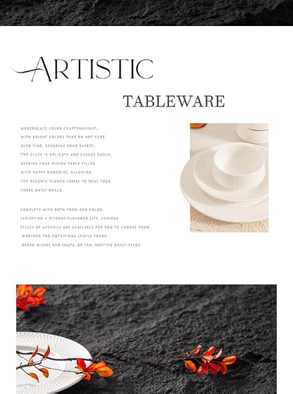 4-piece set, embossed B design plate and bowl set, microwave and dishwasher
