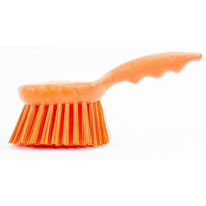 SPARTA 40541EC24 Plastic Scrub Brush, Utility Brush, Kitchen Brush With Hanging Hole For Cleaning, 8 Inches, Orange