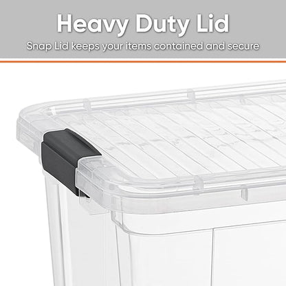 Superio Clear Storage Boxes with Lids, 20 Quart Plastic Container Bins for Organizing, Stackable Crates, BPA Free, Non Toxic, Odor Free, Organizers for Home, Office and Dorm, 4 Pack