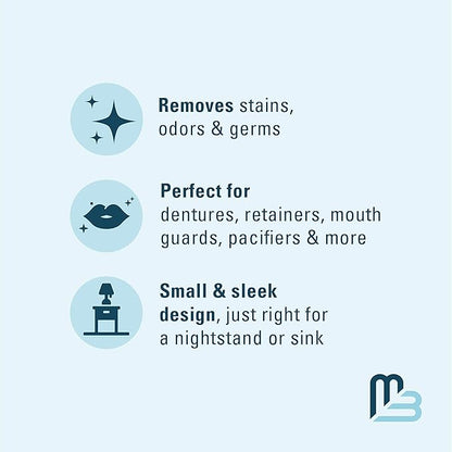 Denture Bath Case and Retainer Case, Denture Bath Cup for Invisalign Retainers Mouthguards Dentures Cleaner Kit with Strainer Spill-Free Portable Retainer Cleaner Case by M3 Naturals