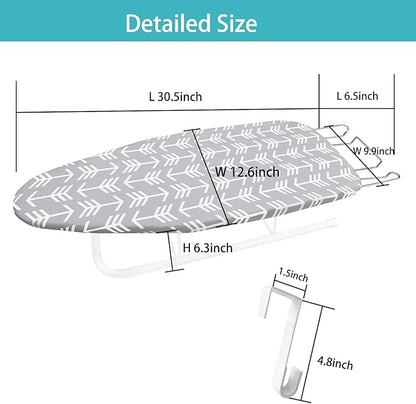 Tabletop Ironing Board with Folding Legs, Portable Small Ironing Board with Extra Thick Heavy Duty Cotton Padding Cover, Space Saving Mini Iron Board for Dorms, Laundry and Craft Room