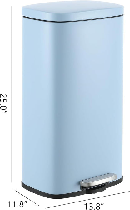 happimess HPM1011G Curtis 8-Gallon Step-Open Trash Can, Fingerprint Resistant, Modern, Minimalistic for Home, Kitchen, Laundry Room, Office, Bedroom, Bathroom, Tide Pool Blue