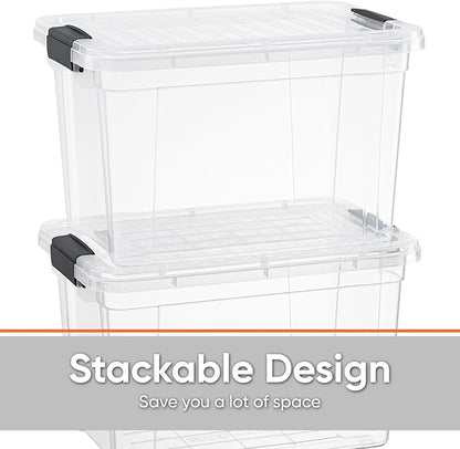 Superio Clear Storage Boxes with Lids, 49 Quart Plastic Container Bins for Organizing, Stackable Crates, BPA Free, Non Toxic, Odor Free, Organizers for Home, Office, School, and Dorm, 2 Pack