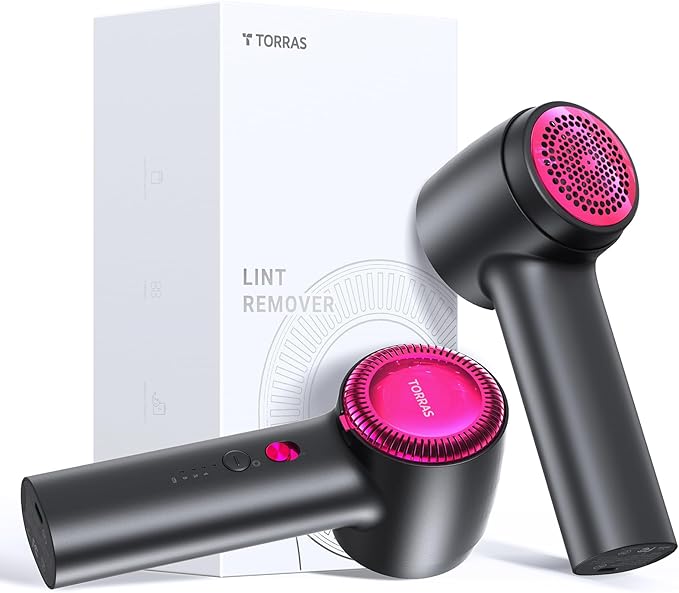 TORRAS Rechargeable Fabric Shaver Electric Lint Remover 3-Speed Remove Fuzz, Pilling for Cashmere, Wool, Clothes, Sweater, Coat, Furniture, Clothes depiller with Replacement Blades