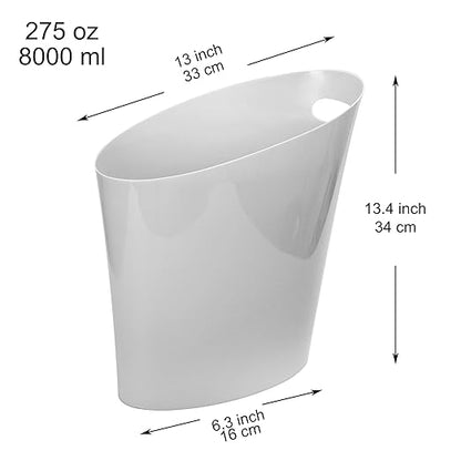 Youngever 2 Gallon Slim Trash Can, Plastic Garbage Container Bin, Small Trash Bin with Handles for Home Office, Living Room, Study Room, Kitchen, Bathroom (2 Pack) (Grey)
