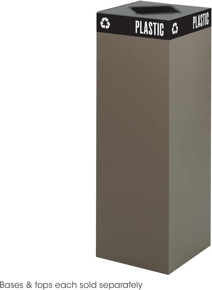 Safco Products 2984BR Public Square Recycling Receptacle Base, 42-Gallon (Top Sold Separately), Brown