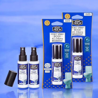 2-Pack: Superior Toilet Spray for Men with Instant Odor Elimination, Neptune Royal Fragrance, Odor Eliminator Bathroom Spray, Travel Size, Long-Lasting, Eco-Friendly, 1.35 Oz. - INSTANT FRESH AIR