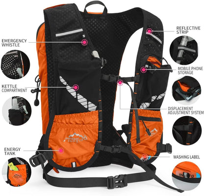 INOXTO Hydration Pack Backpack ，Water Backpack with 2L Leakproof Water Bladder, Running Hydration Vest for Man, Daypack for Cycling Motocross Climbing Trail Running