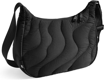 tomtoc 9L Puffer Sling Crossbody Bag for Women Trendy, Nylon Quilted Crescent Shoulder Bag Purses for 11-inch iPad Air/Pro & Nintendo Switch 2, Puffy Travel Hobo Handbag with Organized Inner Pockets