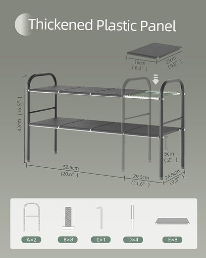 NETEL 2 Pack Under Sink Organizers and Storage,Expandable Under Cabinet Organizer Shelf with 8 Removable Panels,Expandable Shelf for Cupboard,Kitchen,Bathroom,Shoe Storage Rack