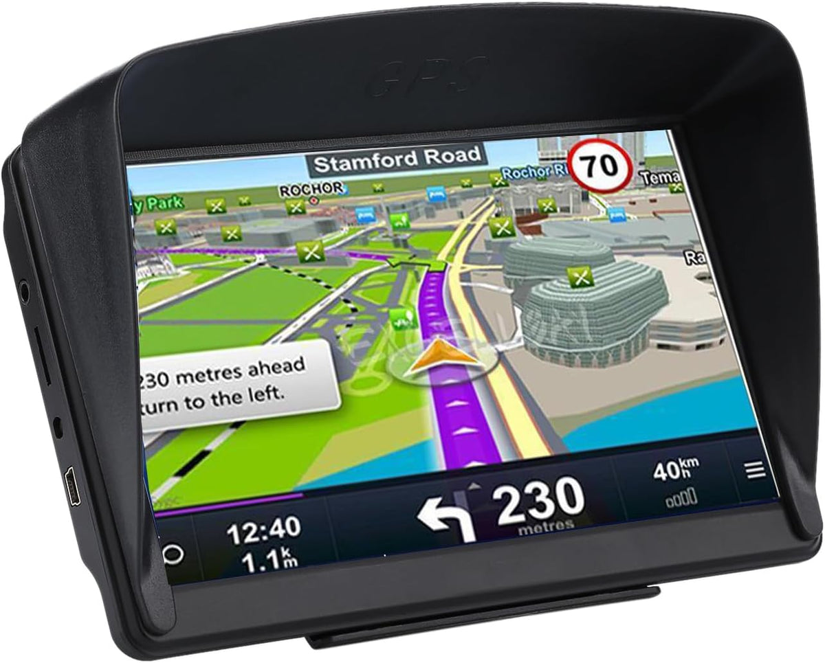 GPS Navigator for Car Truck RV, 7 Inch Touch Screen, Latest 2025 Maps for Car GPS, Support Voice Turn-by-Turn Guidance, Speed and Red Light Warning, Custom Truck Routing