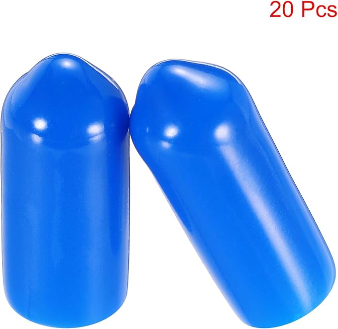 uxcell 20pcs Rubber End Caps 6mm(1/4") ID Vinyl PVC Round Tube Bolt Cap Cover Screw Thread Protectors,Blue