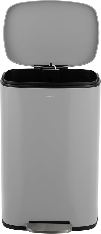 happimess HPM1011D Curtis 8-Gallon Step-Open Trash Can, Fingerprint Resistant, Modern, Minimalistic for Home, Kitchen, Laundry Room, Office, Bedroom, Bathroom, Fog Gray