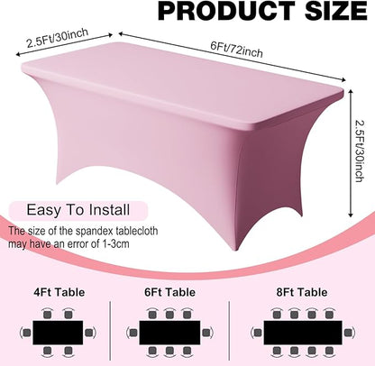Trlyc 1 Pack 6FT Spandex Table Cloth - 72 x 30 Inch Rectangular Stretch Tablecloth, Wrinkle Resistant Scretch Table Cover for Wedding, Party, Banquet, Picnic, Outdoor Decoration (1Pcs,Pink)