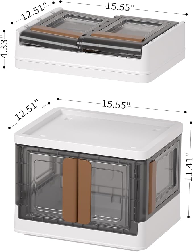 HAIXIN Cube Storage Bins with Lids, organization and storage with 4 Doors, Stackable Storage Containers, 6.86 Gal Collapsible Closet Organizer, 1 Pack
