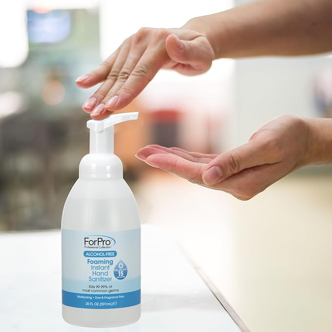 ForPro Professional Collection Alcohol-Free Foaming Instant Hand Sanitizer, Moisturizing, Dye and Fragrance Free Sanitizer, 20 Fl Oz