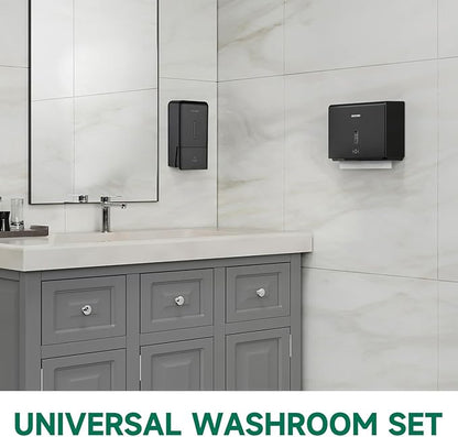 Wall-Mounted Paper Towel Dispenser – Fits Tri-Fold Towels up to 10x3.1 Inches, Holds 200 Sheets, Ideal for Home & Commercial Use (Black)
