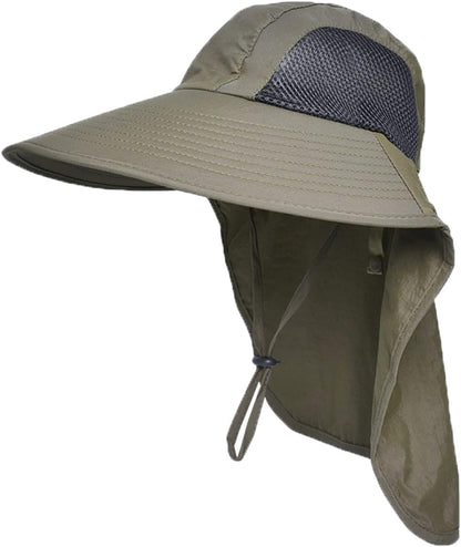 Sun Hat for Men Women with Neck Flap,UPF 50+ UV Protective Hiking Fishing Hats,Wide Brim Sun Hat for Women&Men