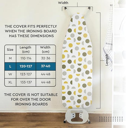 Encasa XO Ironing Board Cover and Pad 54"x15" - Thick 3mm Felt Padding, Drawstring Tightening & Lock, Easy Fit, Scorch & Stain Resistant, Fits Standard Large Ironing Board - Blue Moon