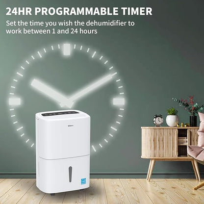 120 Pints Energy Star Dehumidifier with Drain Hose and WIFI for Large Spaces up to 6,000 Sq.Ft, Auto Defrost & Continuous Drainage - Ideal for Home Basements, Bathroom, and Bedroom