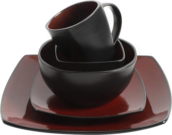 Gibson Elite Soho Lounge Square Reactive Glaze Stoneware Dinnerware Set