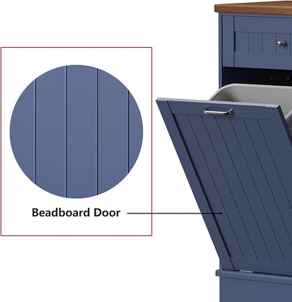 Betterhood Tilt Out Trash Cabinet 10 Gallon Wooden Free Standing Laundry Sorter Cabine,Recycling Cabine with Hideaway Drawer,Tilt Out Trash Cabinet Can Bin Kitchen