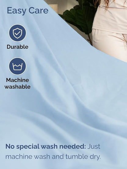 Extra Deep Pocket Cal King Sheets - 4 Piece Breathable & Cooling Bed Sheets - Hotel Luxury Sheet Set - Soft, Wrinkle Free & Comfy - Easily Fits Extra Deep Mattresses - Deep Pocket Light Blue Sheets