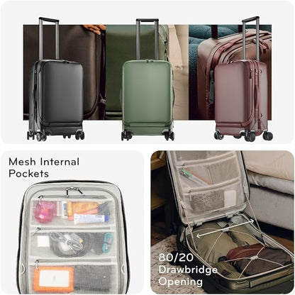 Peak Design Roller Pro Carry-On, Eclipse, Expandable Small Suitcase with Wheels, Carbon Fiber Handle, Drawbridge Opening, Hybrid Soft/Hard Shell, Custom Hardware, Fits XL Camera Cube or Packing Cubes