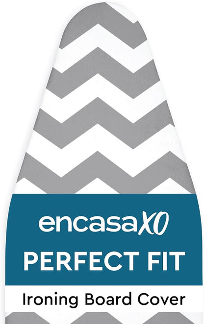 Encasa XO Ironing Board Cover and Pad 49"x18" - Thick 3mm Felt Padding, Drawstring Tightening & Lock, Easy Fit, Scorch & Stain Resistant, Fits Wide Ironing Board - Zig Zag