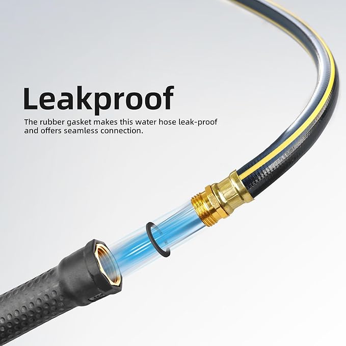 Solution4Patio Lead-in Garden Hose 3/4 in. x 25 ft. -Heavy Duty Durable Flexible Lightweight Water Pipe -Brass Aluminum Ends for Household & Commercial Use -Kink Free, No Leaking, Male/Female Fittings