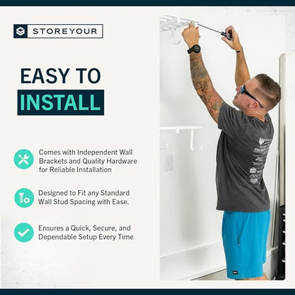 StoreYourBoard 2-Pack Heavy Duty Wall Shelves – Wall-Mounted Garage Storage Shelving and Organization for Sheds, Closets, or Utility Rooms – Holds 200 lbs, 1ft x 4ft, White