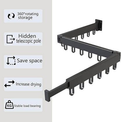 AIJALY Wall-Mounted Drying Rack for Laundry Room Organization, Sturdy Foldable and Removable Drying Rack for Laundry Room and Balcony