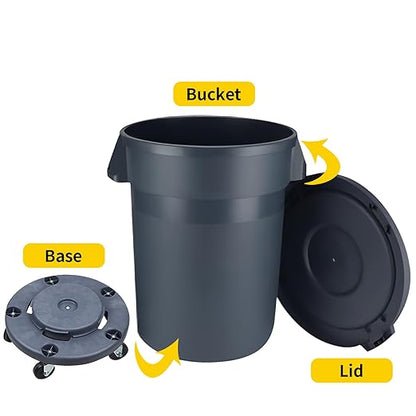 32 Gallon Outdoor Trash Can, Outdoor Trash Can with Lid and Removable Wheels, Rolling Garbage Can, Commercial Garbage Can Suitable for Restaurants, Backyards, and Garages. (1-Pack, 32 Gallon)